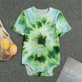 Green And Black Acid Wash Tie Dye Print Men's Bodysuit