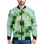 Green And Black Acid Wash Tie Dye Print Men's Bomber Jacket