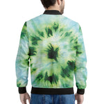 Green And Black Acid Wash Tie Dye Print Men's Bomber Jacket