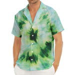 Green And Black Acid Wash Tie Dye Print Men's Deep V-Neck Shirt