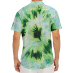 Green And Black Acid Wash Tie Dye Print Men's Deep V-Neck Shirt