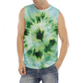 Green And Black Acid Wash Tie Dye Print Men's Fitness Tank Top