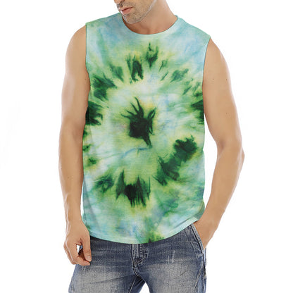 Green And Black Acid Wash Tie Dye Print Men's Fitness Tank Top
