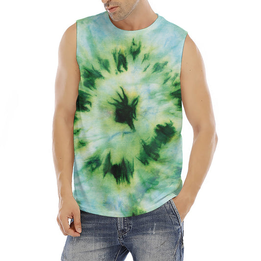 Green And Black Acid Wash Tie Dye Print Men's Fitness Tank Top