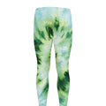 Green And Black Acid Wash Tie Dye Print Men's Leggings