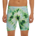 Green And Black Acid Wash Tie Dye Print Men's Long Boxer Briefs