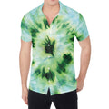 Green And Black Acid Wash Tie Dye Print Men's Shirt