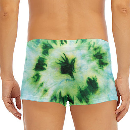 Green And Black Acid Wash Tie Dye Print Men's Short Boxer Briefs