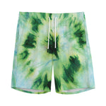 Green And Black Acid Wash Tie Dye Print Men's Sports Shorts