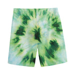 Green And Black Acid Wash Tie Dye Print Men's Sports Shorts