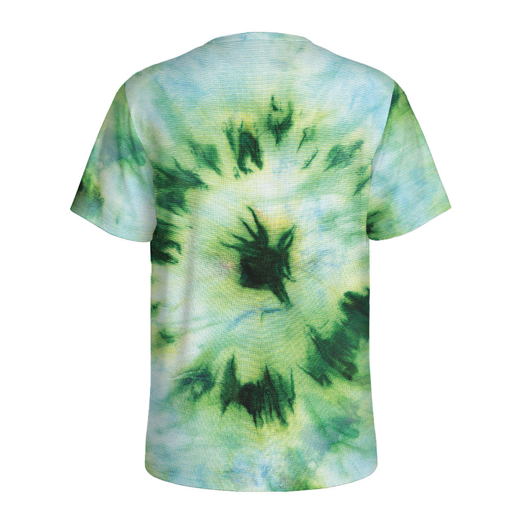 Green And Black Acid Wash Tie Dye Print Men's Sports T-Shirt