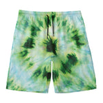 Green And Black Acid Wash Tie Dye Print Men's Swim Trunks