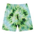 Green And Black Acid Wash Tie Dye Print Men's Swim Trunks