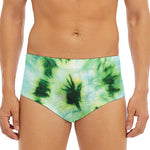 Green And Black Acid Wash Tie Dye Print Men's Triangle Swim Briefs