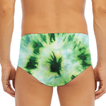 Green And Black Acid Wash Tie Dye Print Men's Triangle Swim Briefs
