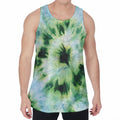 Green And Black Acid Wash Tie Dye Print Men's Velvet Tank Top