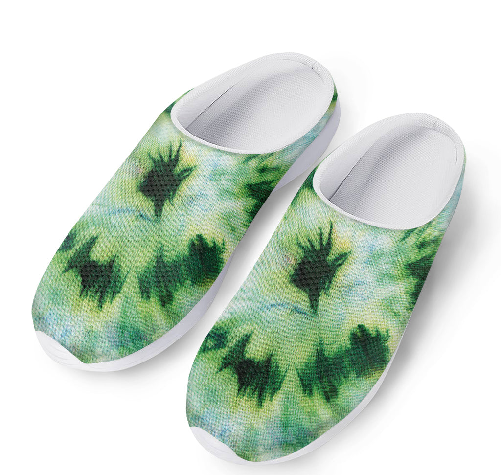 Green And Black Acid Wash Tie Dye Print Mesh Casual Shoes