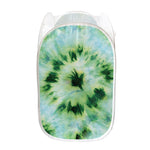 Green And Black Acid Wash Tie Dye Print Mesh Laundry Hamper