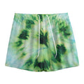 Green And Black Acid Wash Tie Dye Print Mesh Shorts