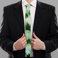 Green And Black Acid Wash Tie Dye Print Necktie