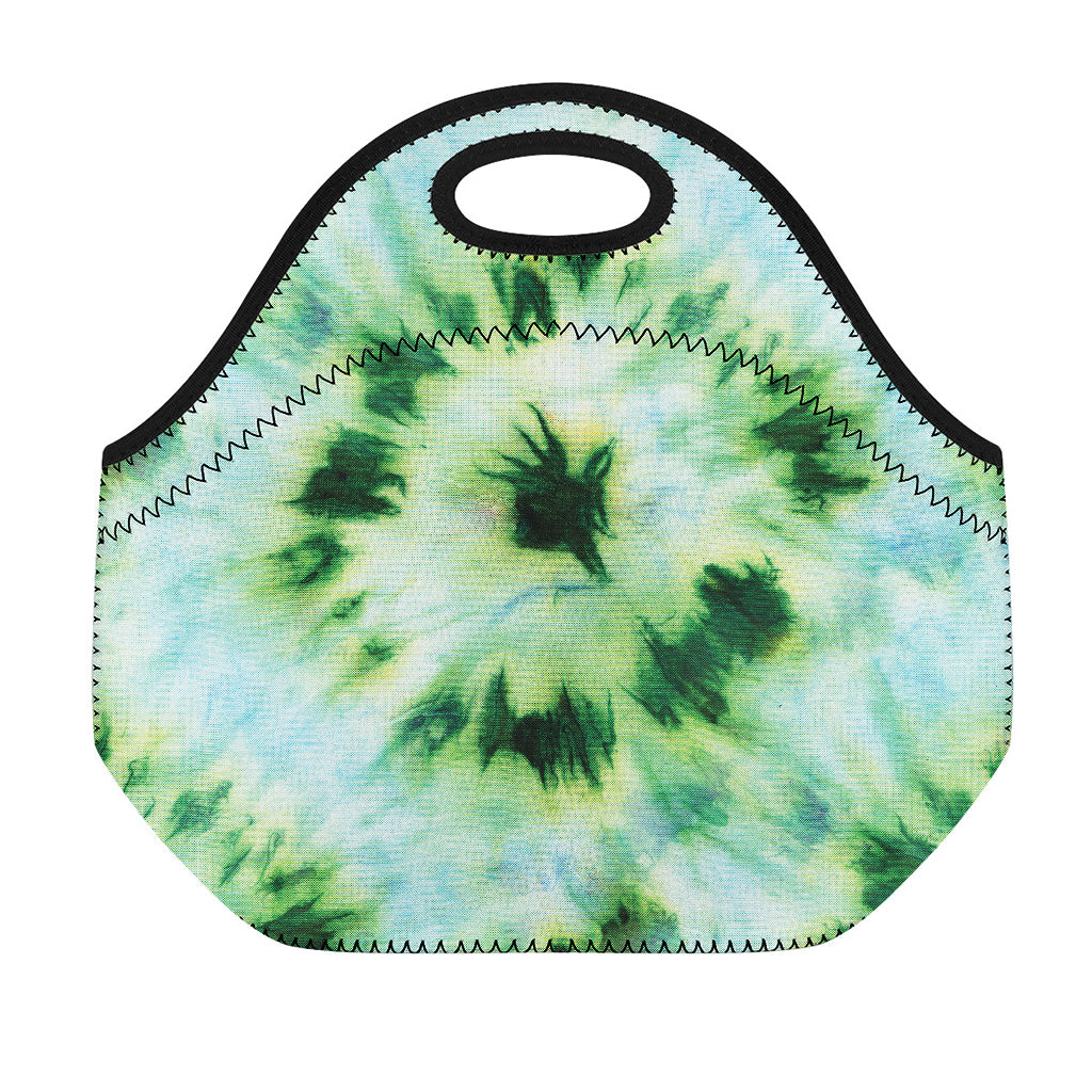 Green And Black Acid Wash Tie Dye Print Neoprene Lunch Bag