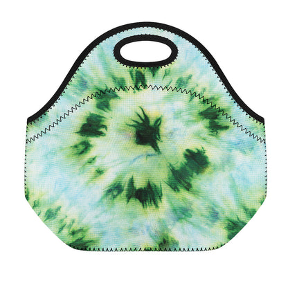 Green And Black Acid Wash Tie Dye Print Neoprene Lunch Bag