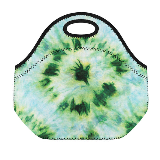 Green And Black Acid Wash Tie Dye Print Neoprene Lunch Bag