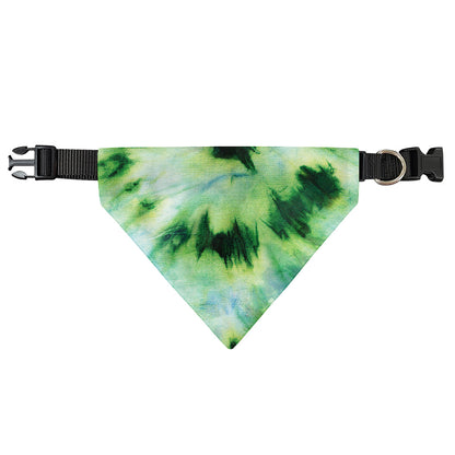 Green And Black Acid Wash Tie Dye Print Over The Collar Dog Bandana