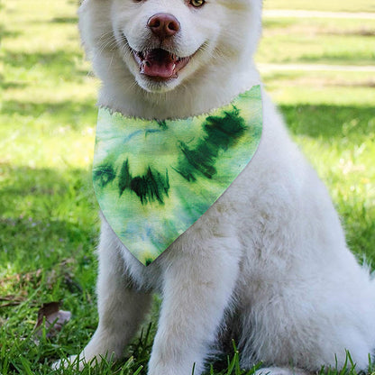 Green And Black Acid Wash Tie Dye Print Over The Collar Dog Bandana
