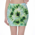 Green And Black Acid Wash Tie Dye Print Pencil Mini Skirt