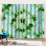 Green And Black Acid Wash Tie Dye Print Pencil Pleat Curtains