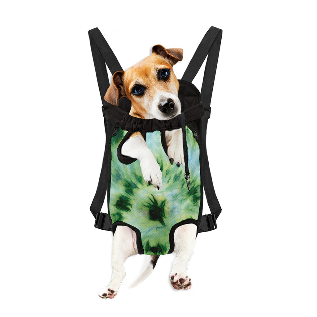 Green And Black Acid Wash Tie Dye Print Pet Carrier Backpack
