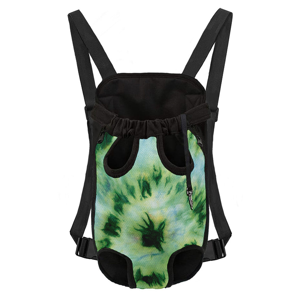 Green And Black Acid Wash Tie Dye Print Pet Carrier Backpack
