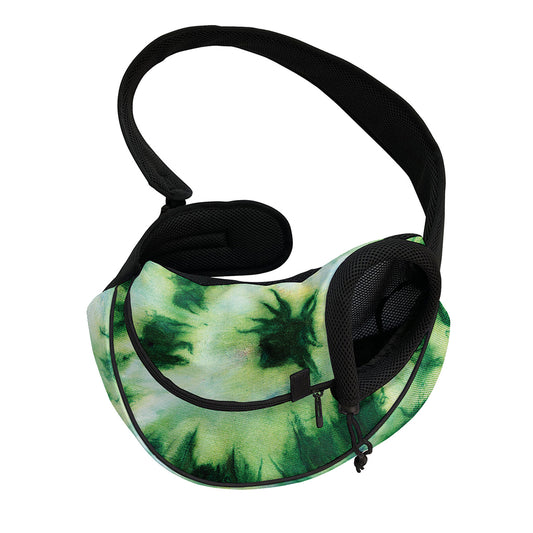 Green And Black Acid Wash Tie Dye Print Pet Sling Carrier