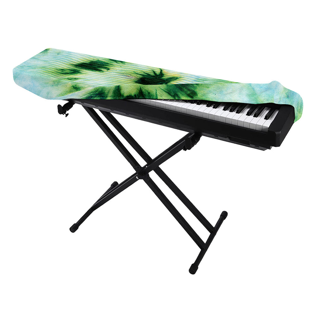 Green And Black Acid Wash Tie Dye Print Piano Keyboard Cover