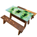 Green And Black Acid Wash Tie Dye Print Picnic Table Cover