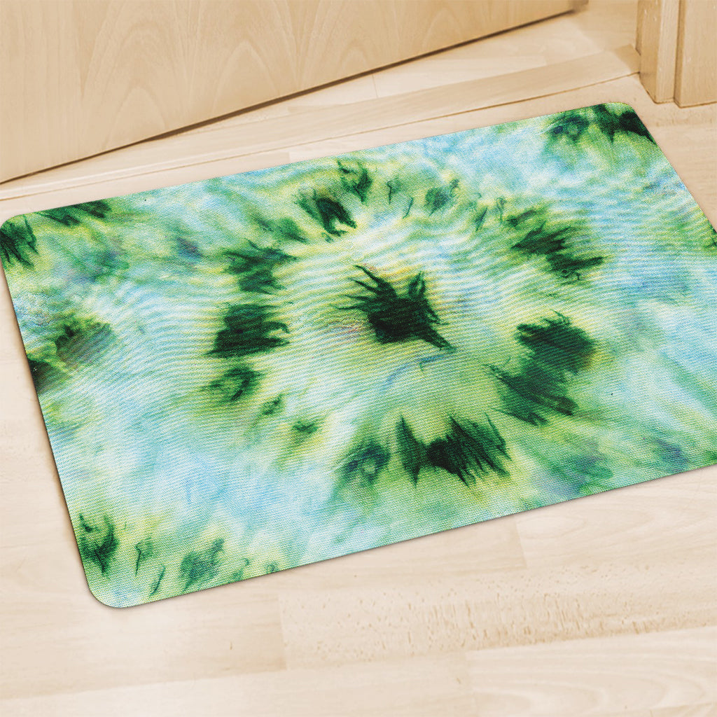 Green And Black Acid Wash Tie Dye Print Polyester Doormat