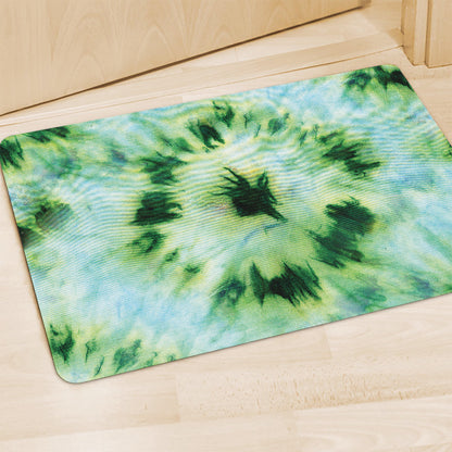 Green And Black Acid Wash Tie Dye Print Polyester Doormat