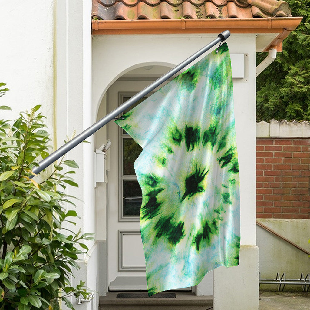 Green And Black Acid Wash Tie Dye Print Polyester Flag