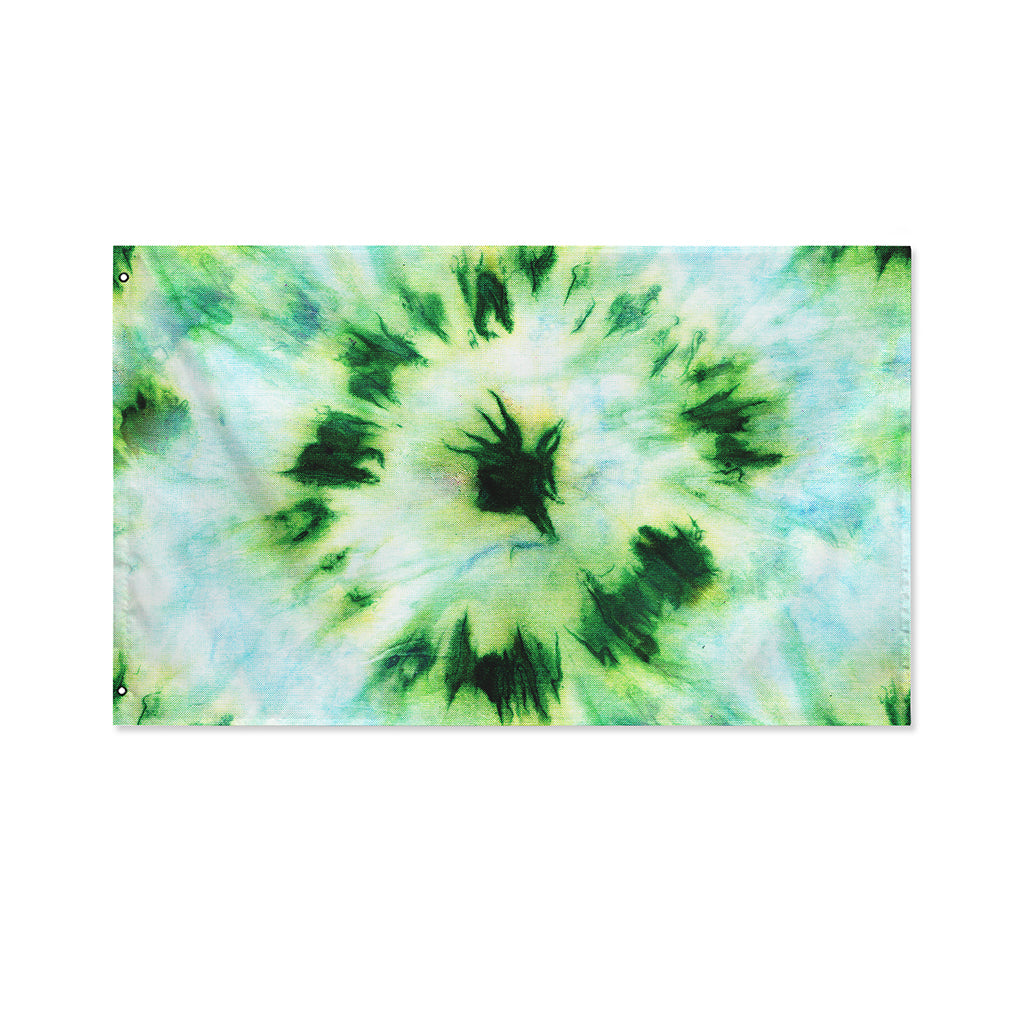 Green And Black Acid Wash Tie Dye Print Polyester Flag