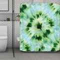 Green And Black Acid Wash Tie Dye Print Polyester Shower Curtain