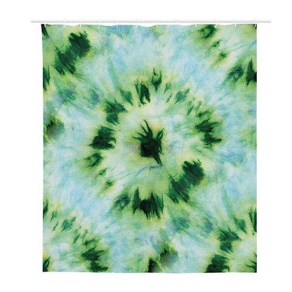 Green And Black Acid Wash Tie Dye Print Polyester Shower Curtain