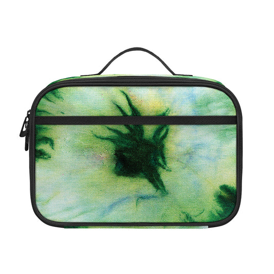 Green And Black Acid Wash Tie Dye Print Portable Lunch Bag