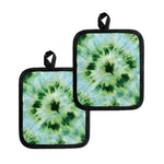 Green And Black Acid Wash Tie Dye Print Pot Holders