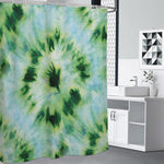 Green And Black Acid Wash Tie Dye Print Premium Shower Curtain