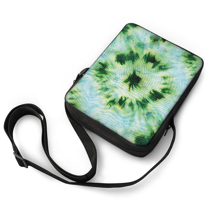 Green And Black Acid Wash Tie Dye Print Rectangular Crossbody Bag