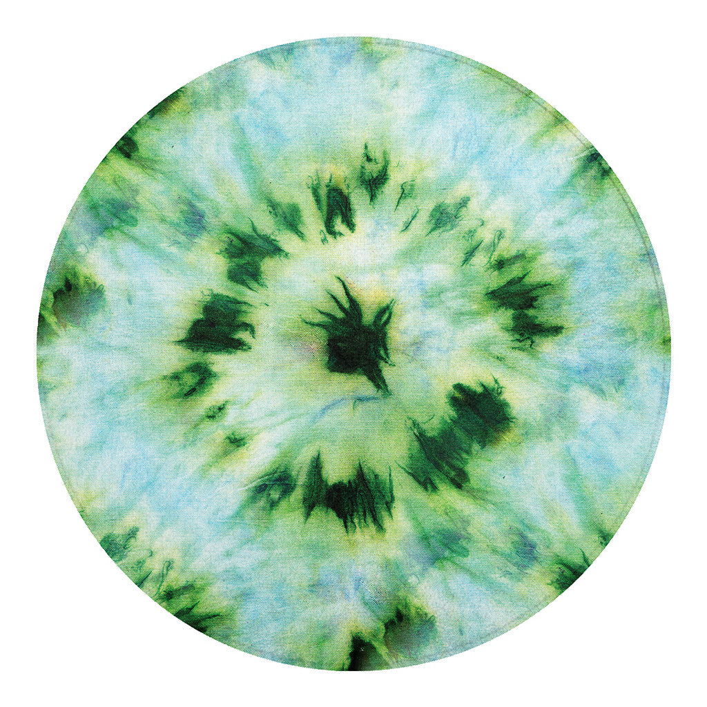 Green And Black Acid Wash Tie Dye Print Round Blanket