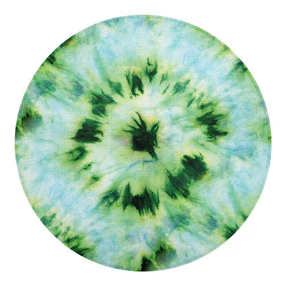 Green And Black Acid Wash Tie Dye Print Round Blanket