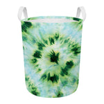 Green And Black Acid Wash Tie Dye Print Round Laundry Basket