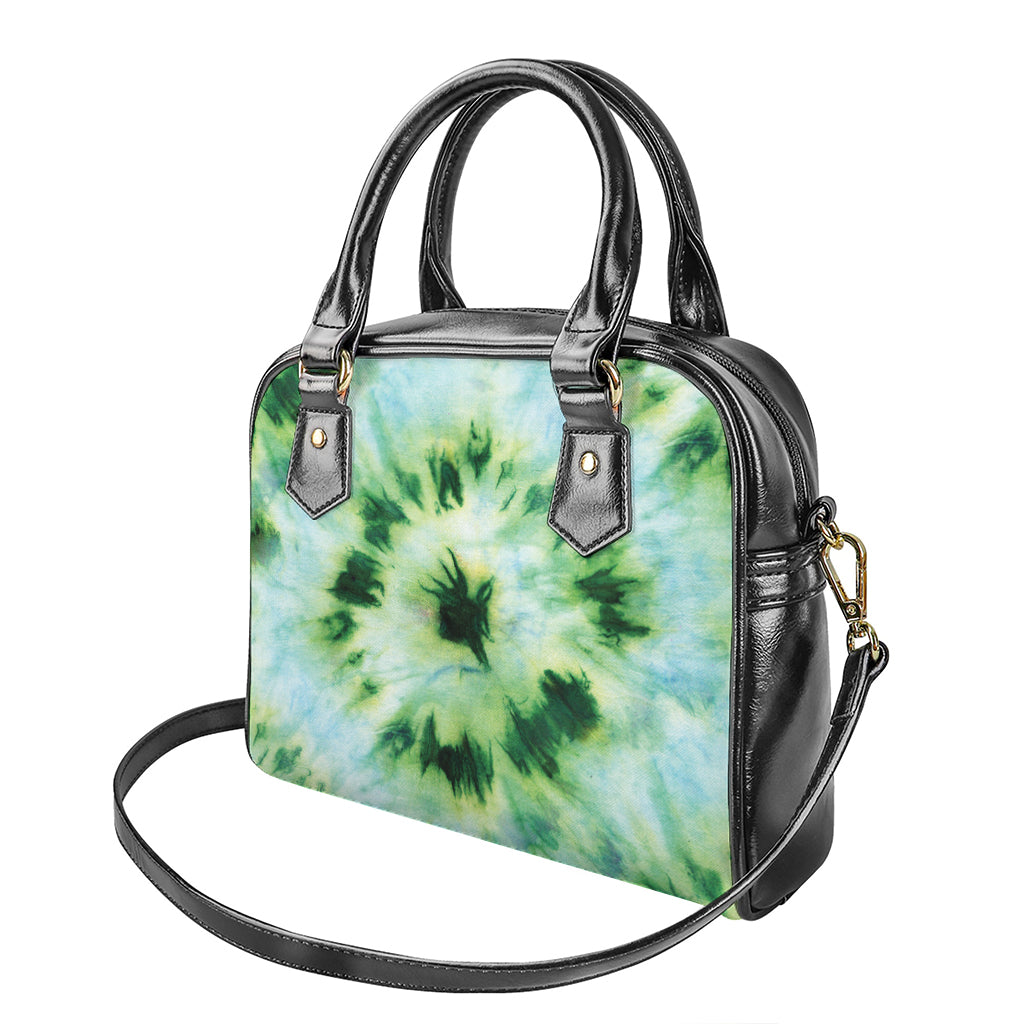 Green And Black Acid Wash Tie Dye Print Shoulder Handbag